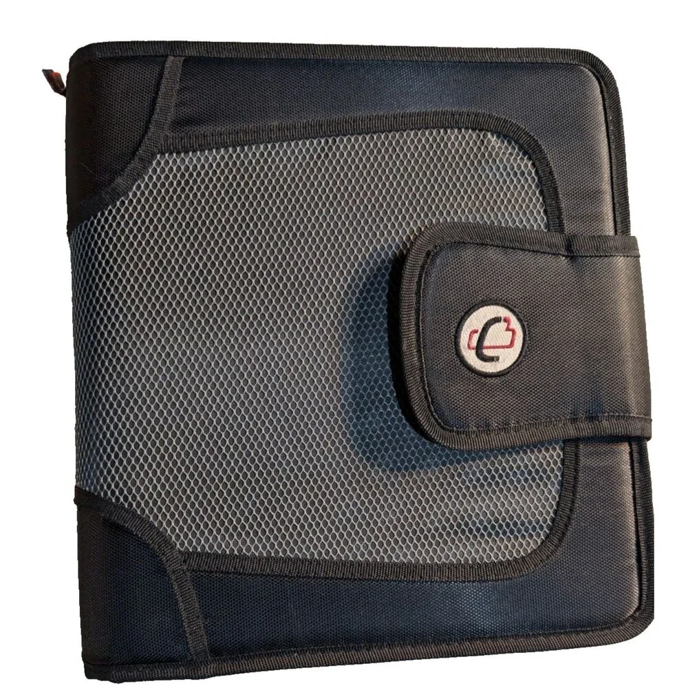 Case-It vintage black and gray 3 ring binder trapper keeper style